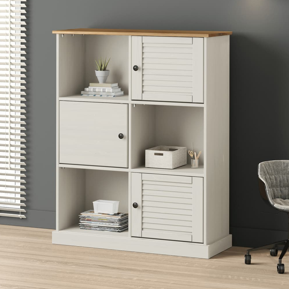 Read more about Vidor wooden bookcase with 3 doors in white brown