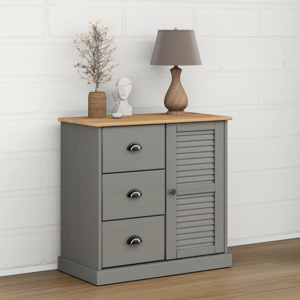 Read more about Vidor wooden sideboard with 1 door 3 drawers in grey brown