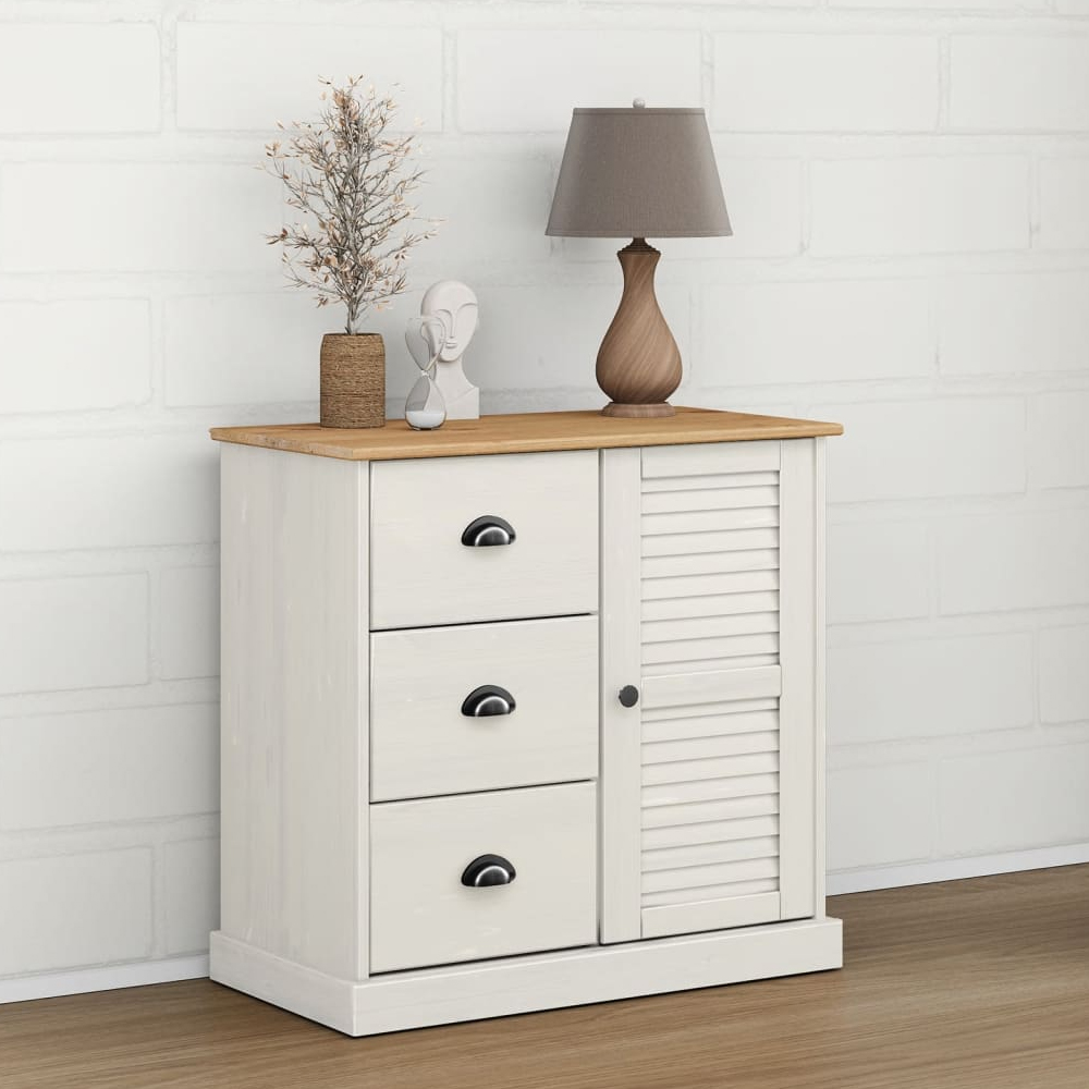 Read more about Vidor wooden sideboard with 1 door 3 drawers in white brown