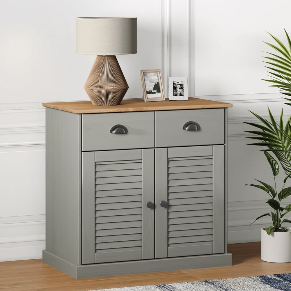 Read more about Vidor wooden sideboard with 2 doors 2 drawers in grey brown