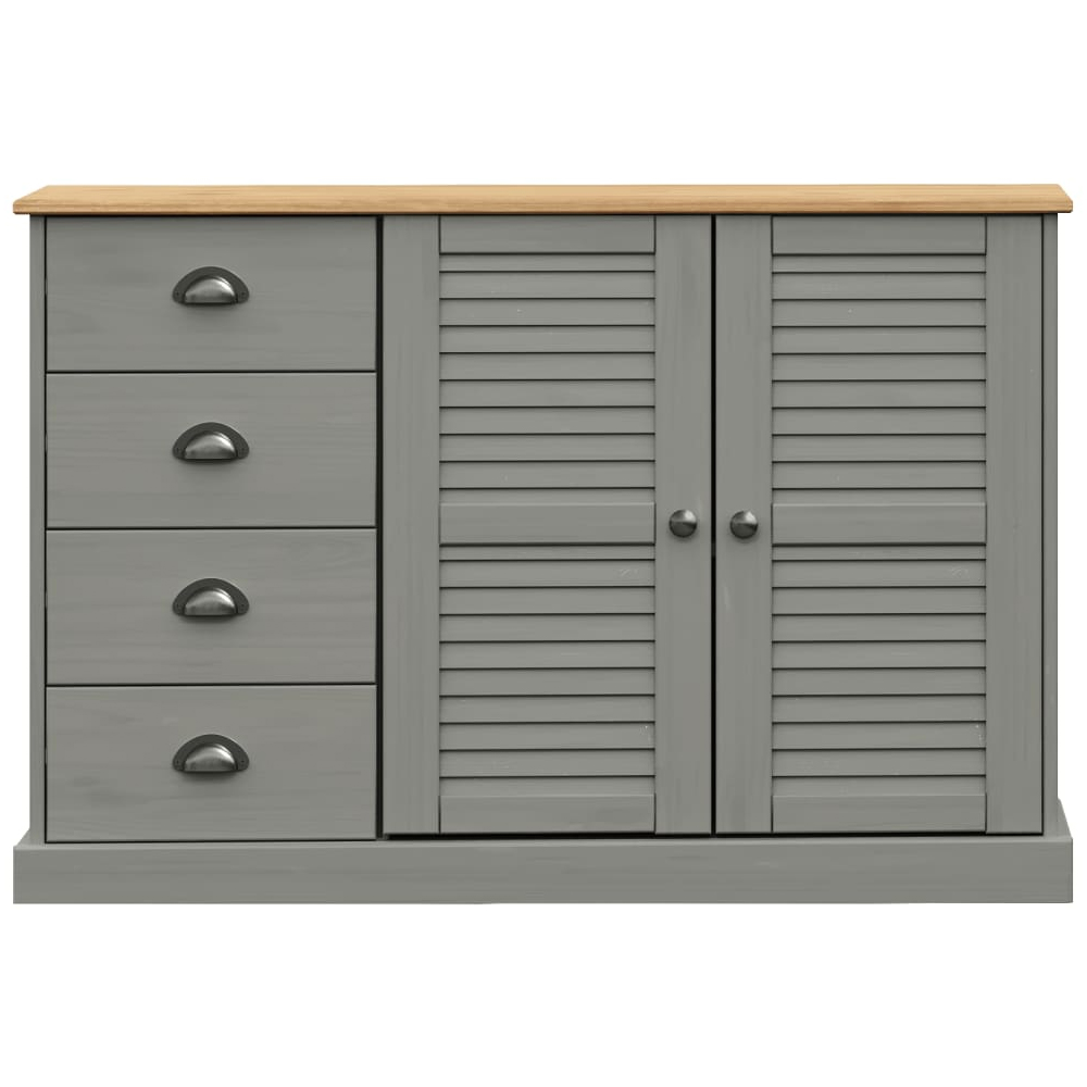 Vidor Wooden Sideboard With 2 Doors 4 Drawers In Grey Brown