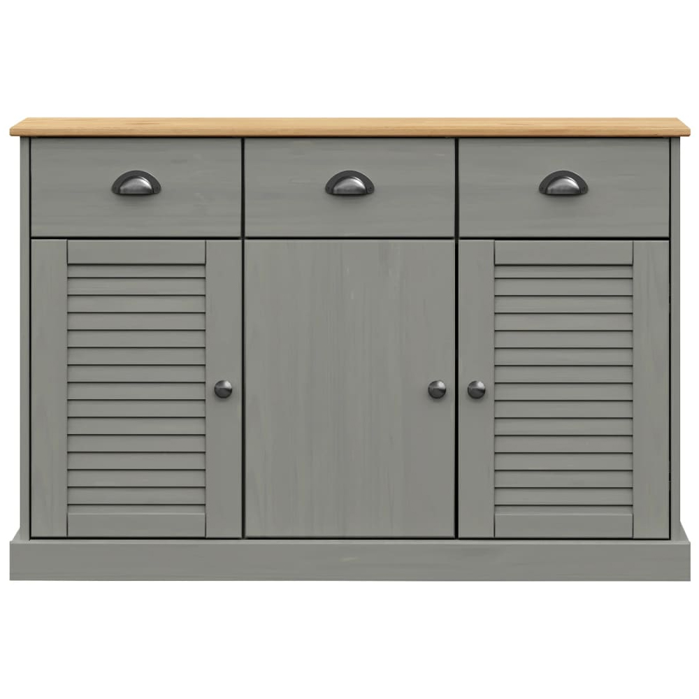 Vidor Wooden Sideboard With 3 Doors 3 Drawers In Grey Brown