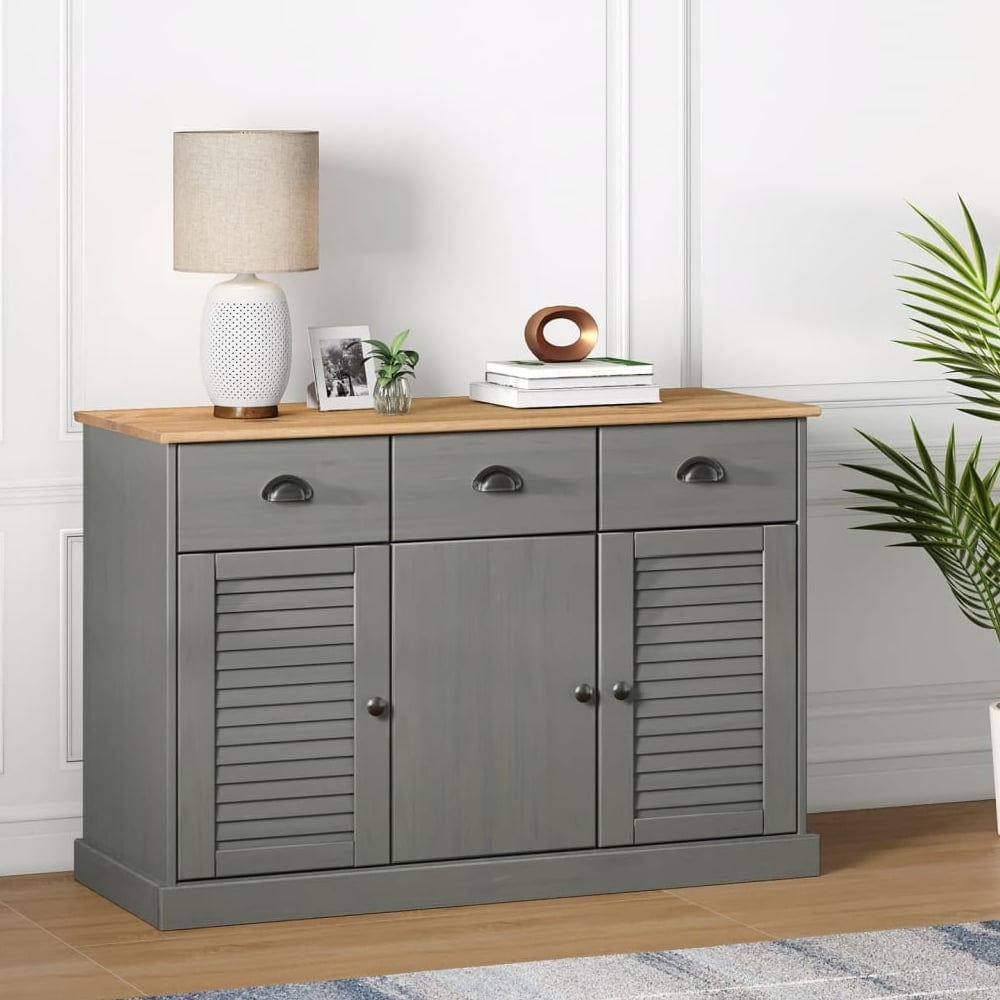 Read more about Vidor wooden sideboard with 3 doors 3 drawers in grey brown