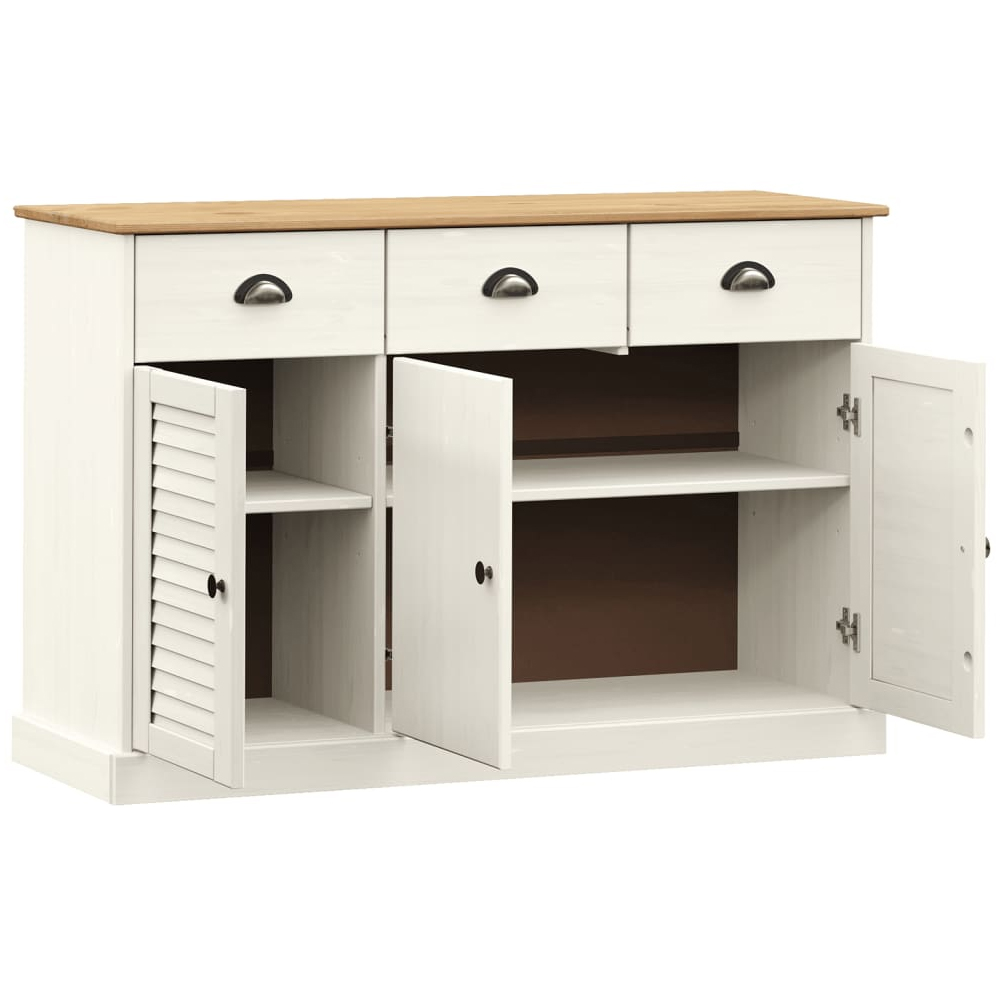Vidor Wooden Sideboard With 3 Doors 3 Drawers In White Brown