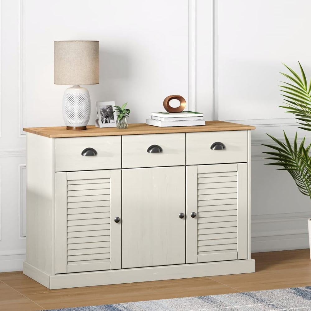 Read more about Vidor wooden sideboard with 3 doors 3 drawers in white brown