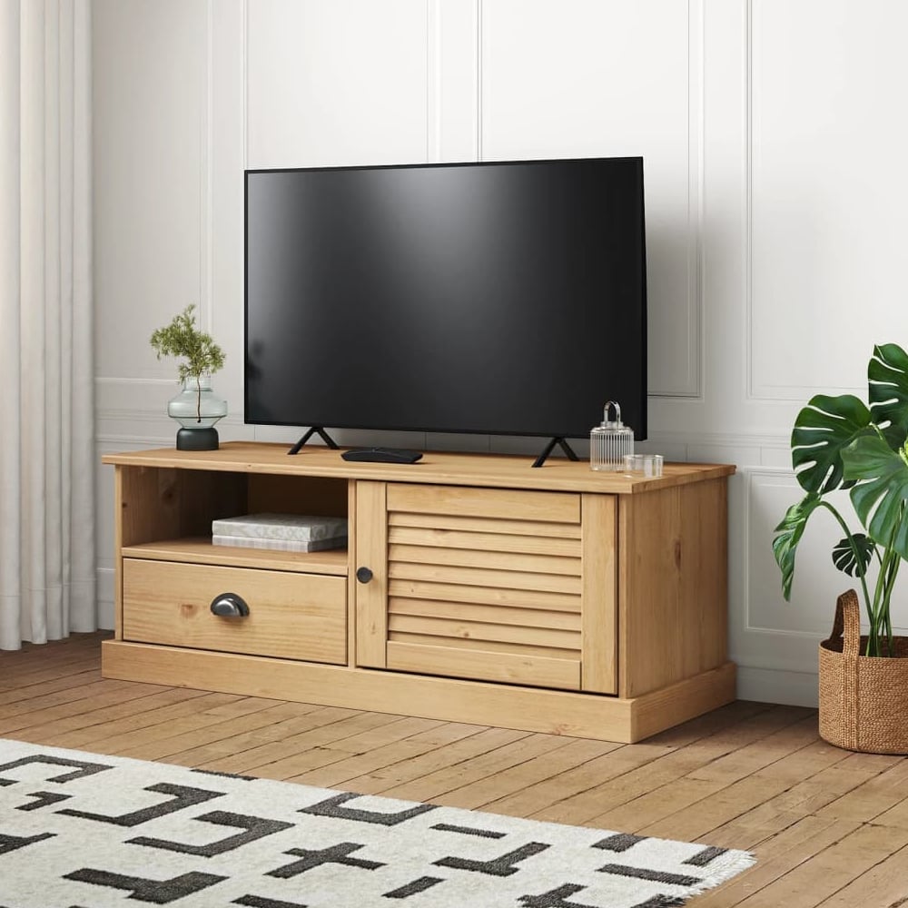 Read more about Vidor wooden tv stand with 1 door 1 drawer in brown