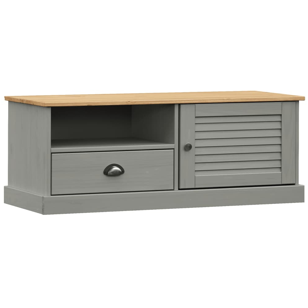 Vidor Wooden TV Stand With 1 Door 1 Drawer In Grey Brown