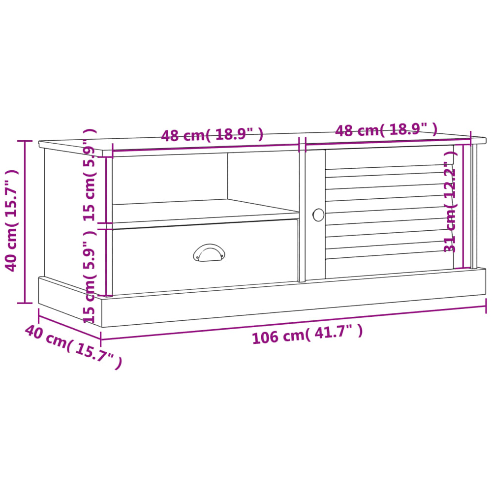 Vidor Wooden TV Stand With 1 Door 1 Drawer In Grey Brown