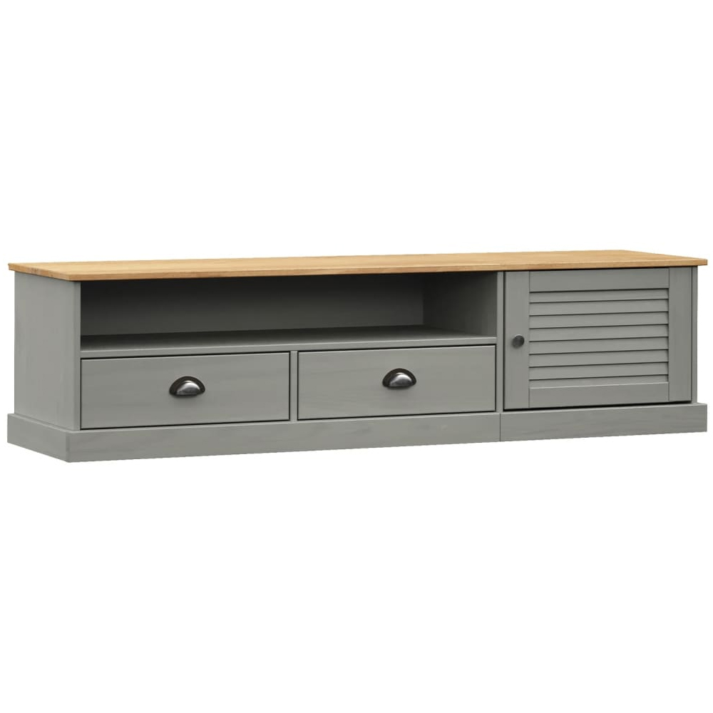 Vidor Wooden TV Stand With 1 Door 2 Drawers In Grey Brown