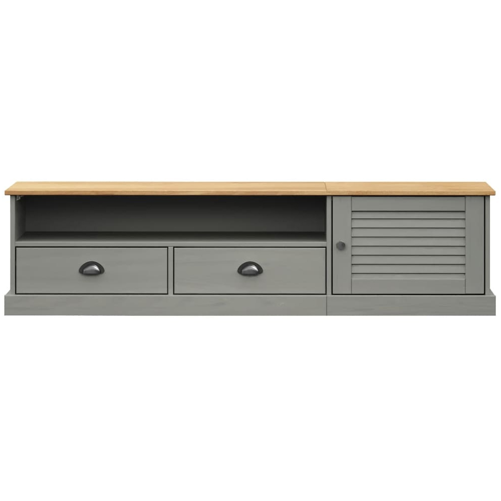 Vidor Wooden TV Stand With 1 Door 2 Drawers In Grey Brown