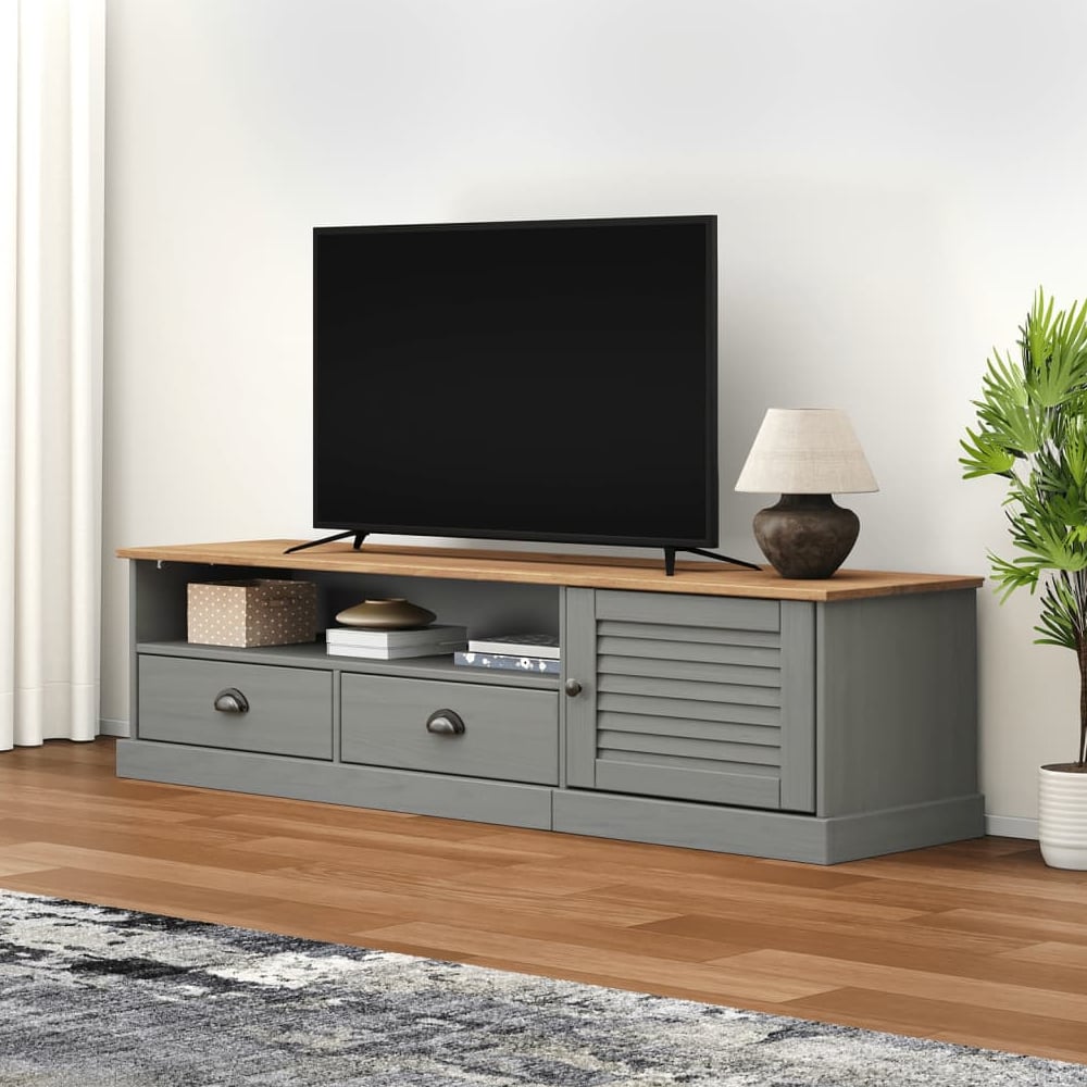 Read more about Vidor wooden tv stand with 1 door 2 drawers in grey brown