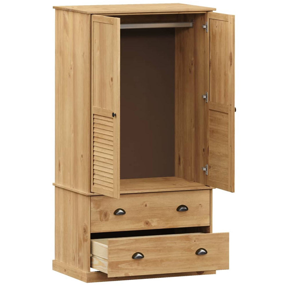 Vidor Wooden Wardrobe With 2 Doors 2 Drawers In brown