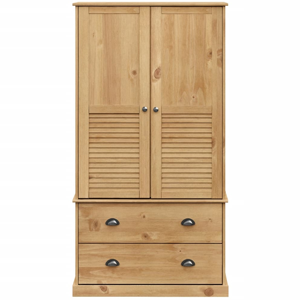 Vidor Wooden Wardrobe With 2 Doors 2 Drawers In brown