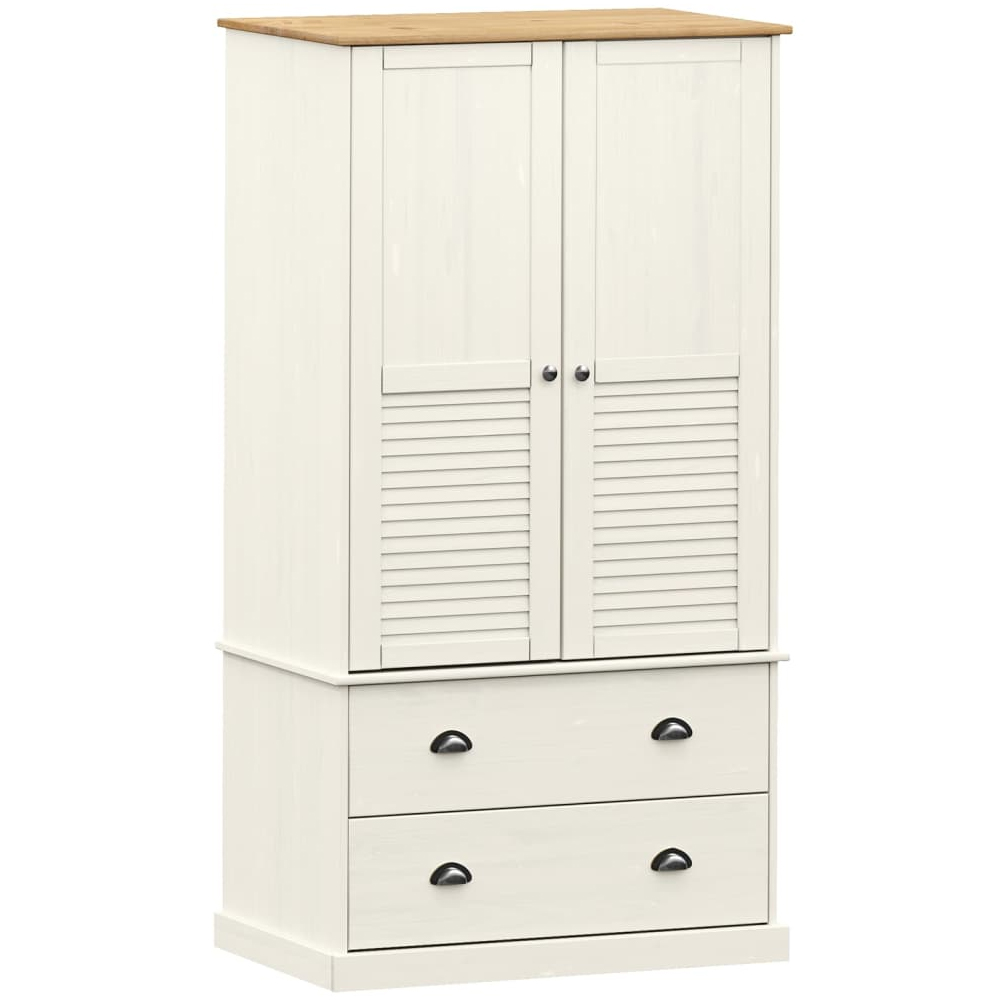Vidor Wooden Wardrobe With 2 Doors 2 Drawers In White Brown