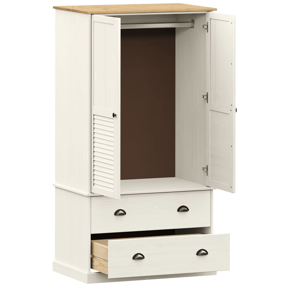 Vidor Wooden Wardrobe With 2 Doors 2 Drawers In White Brown