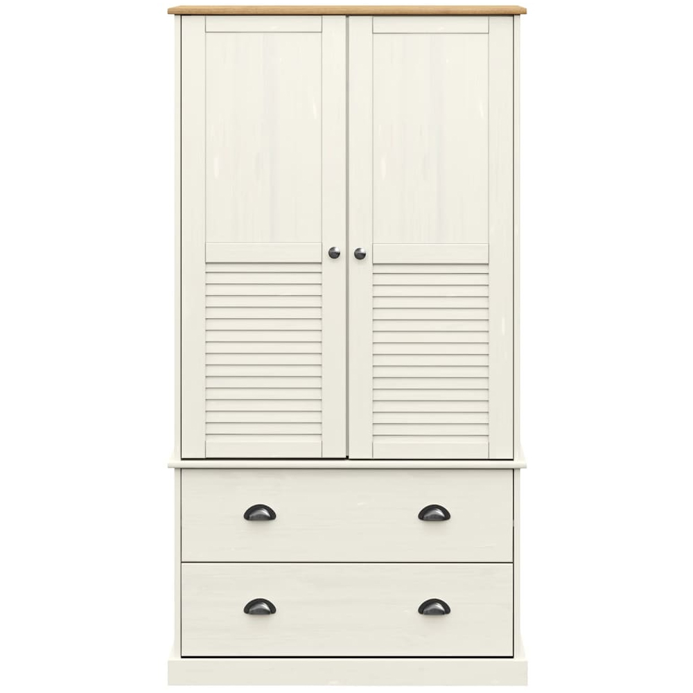 Vidor Wooden Wardrobe With 2 Doors 2 Drawers In White Brown