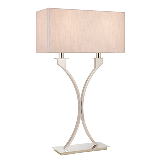 Read more about Vienna 2 lights beige shade table lamp in polished nickel