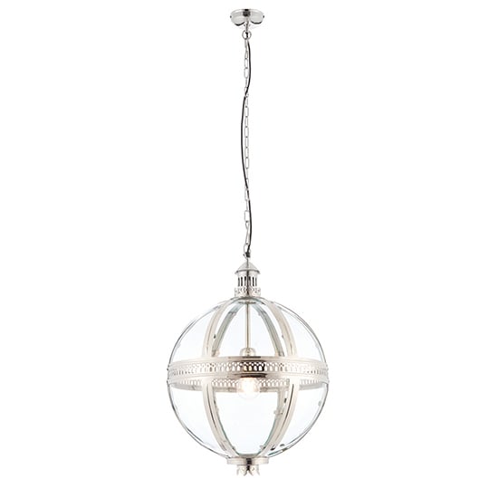 Vienna 410mm Clear Glass Pendant Light In Bright Nickel