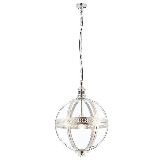 Photo of Vienna 410mm clear glass pendant light in bright nickel