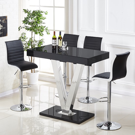 Read more about Vienna black high gloss bar table 4 ritz black white stools