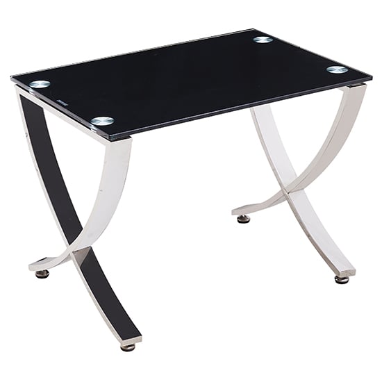 Vienna Black Glass Nest Of 2 Tables With Angular Stainless Legs