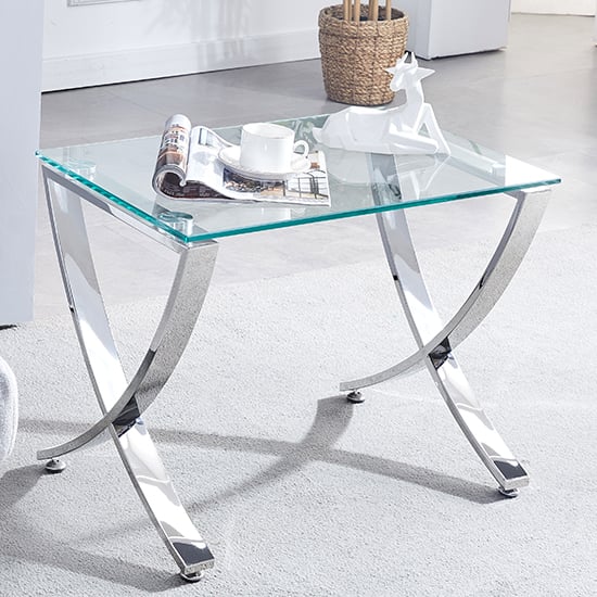 Vienna Clear Glass Nest Of 2 Tables With Angular Chrome Legs_2