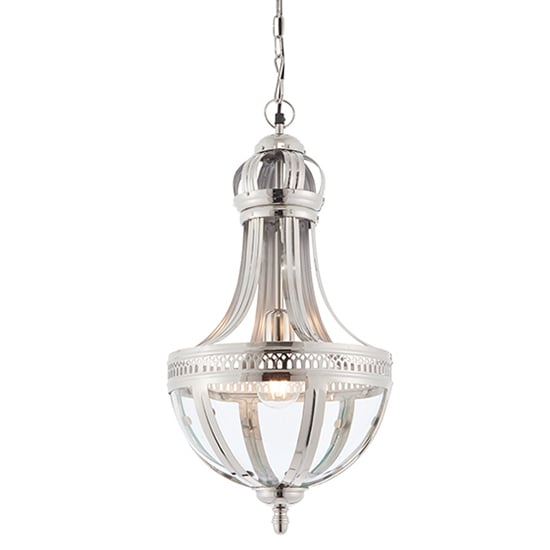 Photo of Vienna clear glass pendant light in bright nickel