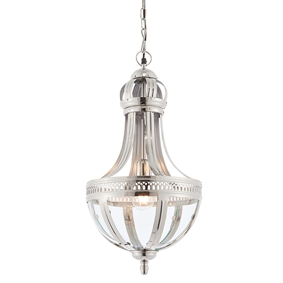 Photo of Vienna clear glass pendant light in bright nickel