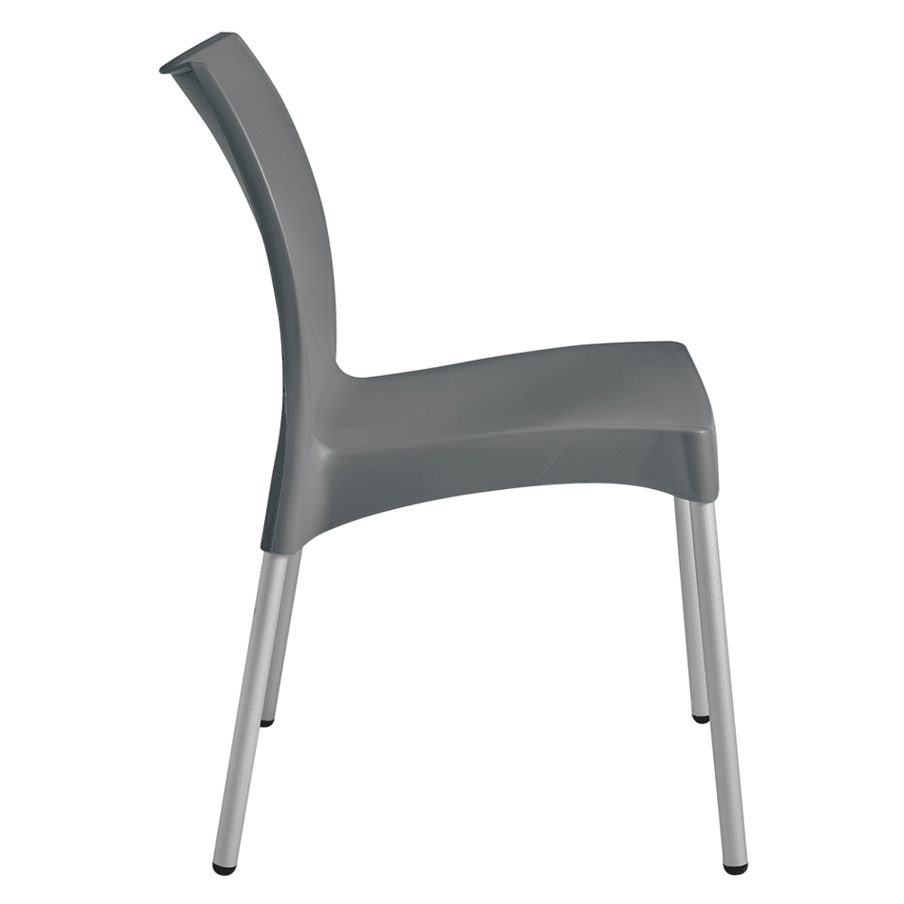 Vienna Dark Grey Polypropylene Dining Chairs In Pair