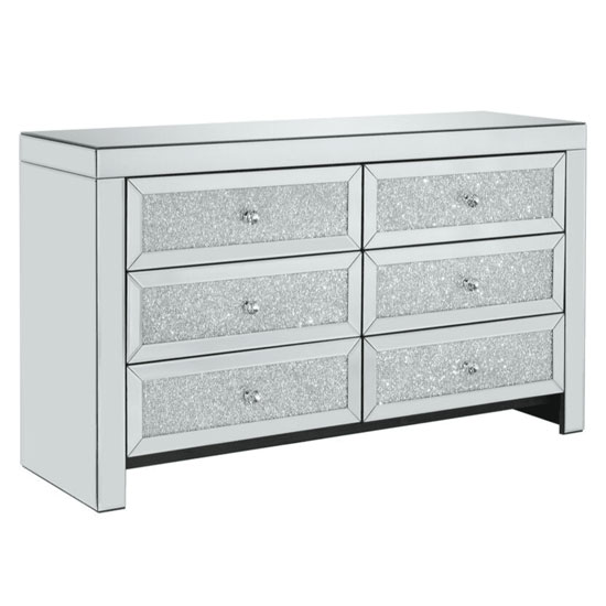 Vienna Glass Chest Of Drawers In Mirrored With 6 Drawers Furniture in Fashion