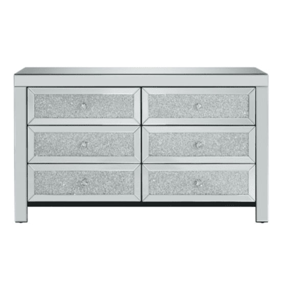 Vienna Glass Chest Of Drawers In Mirrored With 6 Drawers Furniture in Fashion