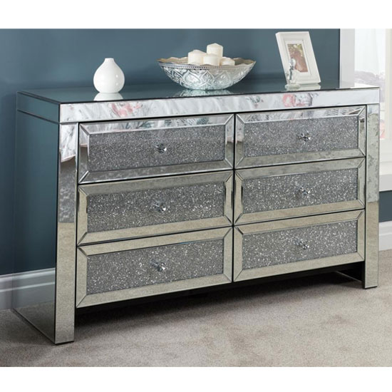 Vienna Glass Chest Of Drawers In Mirrored With 6 Drawers_1
