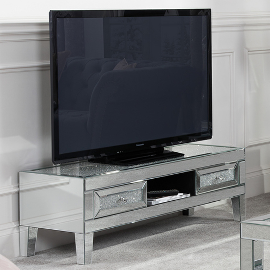 Read more about Vienna glass tv stand with 2 drawers in mirrored