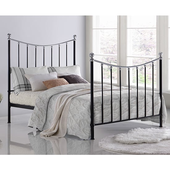 Vienna Metal King Size Bed In Black With Chrome Details