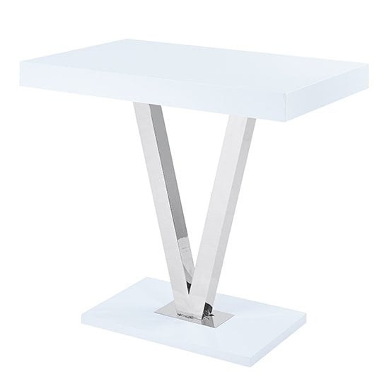 Vienna White High Gloss Bar Table With 4 Candid Teal Stools_2