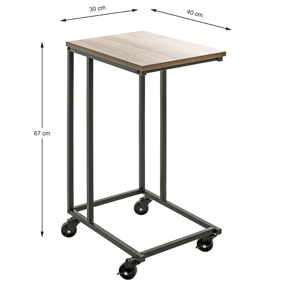 Vienna Wooden Drinks Serving Trolley In Oak And Black