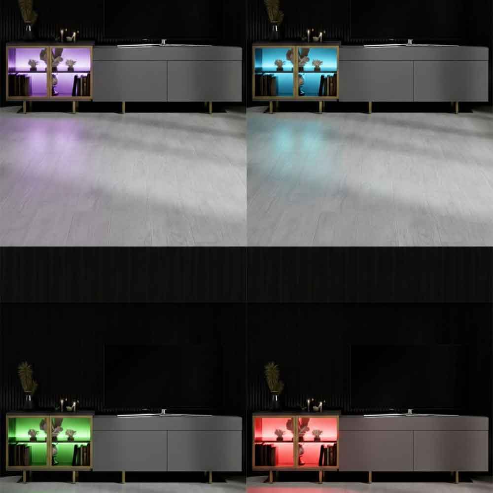 Vienna Wooden LED TV Stand with 2 Doors in Anthracite and Gold