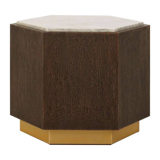 Read more about Vigap large white marble top side table with dark wooden base