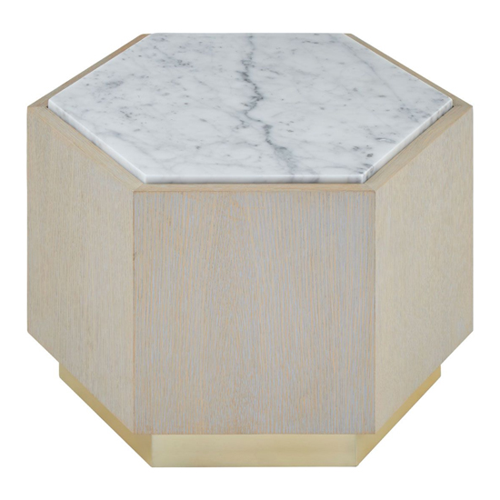 Vigap Large White Marble Top Side Table With White Wooden Base_2