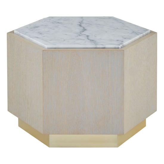 Vigap Large White Marble Top Side Table With White Wooden Base