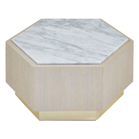 Vigap Small White Marble Top Side Table With White Wooden Base_2