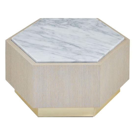 Vigap Small White Marble Top Side Table With White Wooden Base