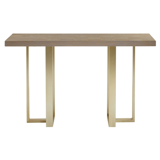 Vigap Wooden Console Table In Light Oak With Gold Metal Legs FiF