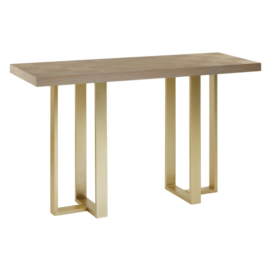 Vigap Wooden Console Table In Light Oak With Gold Metal Legs FiF