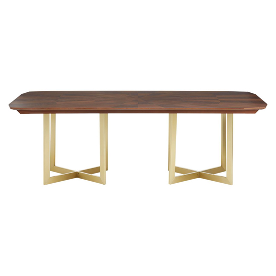 Vigap Wooden Dining Table With Gold Metal Legs In Walnut_2
