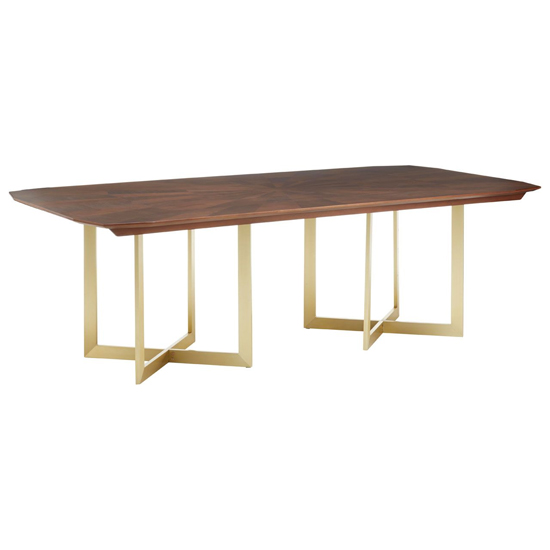 Vigap Wooden Dining Table With Gold Metal Legs In Walnut