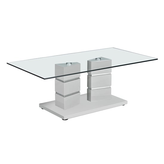 Photo of Vigo glass coffee table with polished stainless steel base