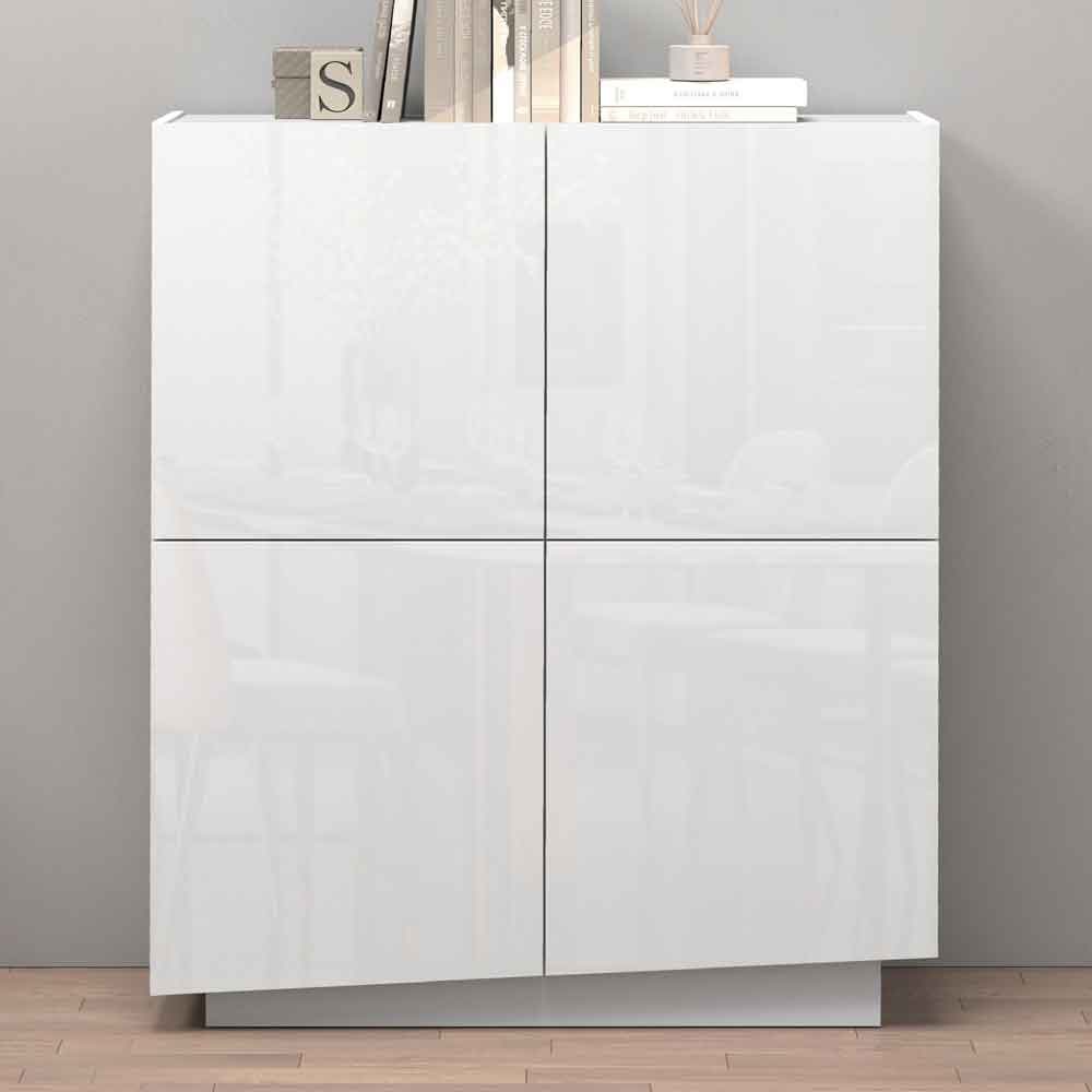 Vigo High Gloss Highboard With 4 Doors In White