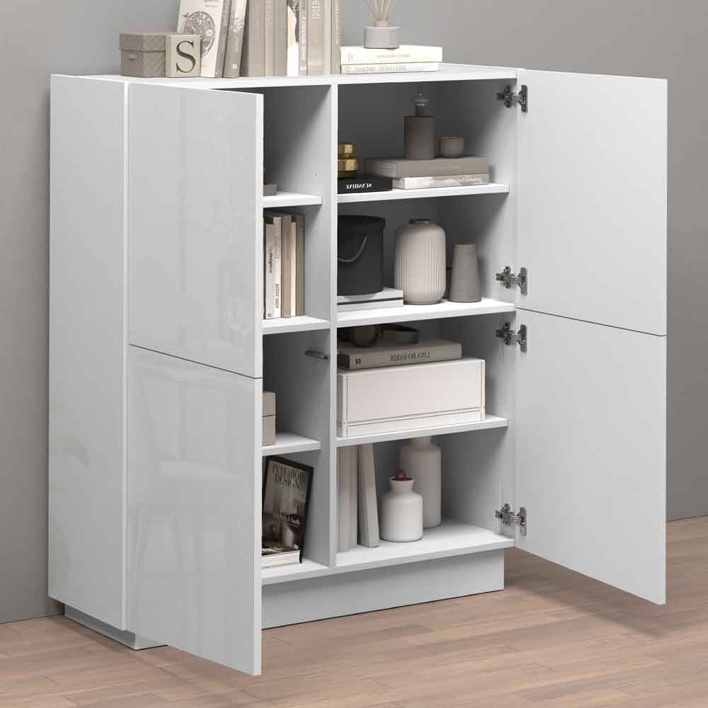 Vigo High Gloss Highboard With 4 Doors In White