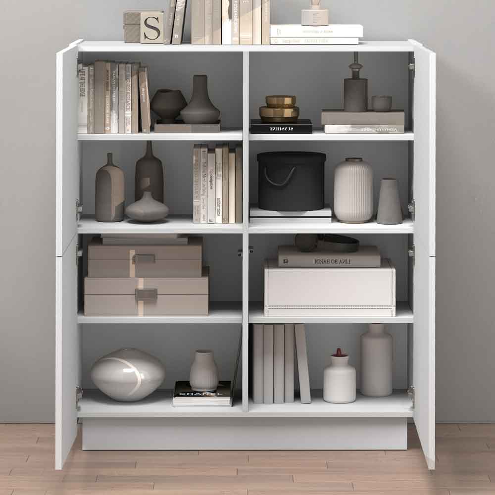 Vigo High Gloss Highboard With 4 Doors In White